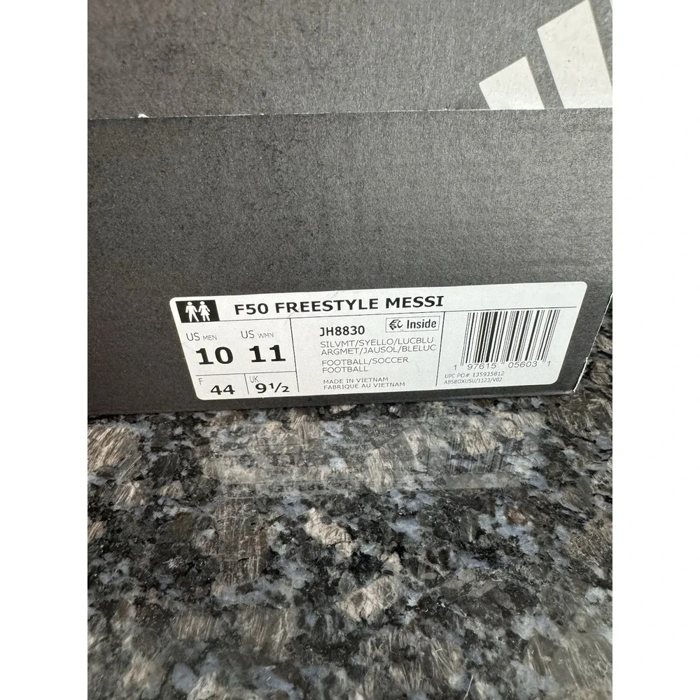 NEW adidas F50 Freestyle 24 Messi Silver Metallic Blue. Size Men 10 Ladies‎ 11